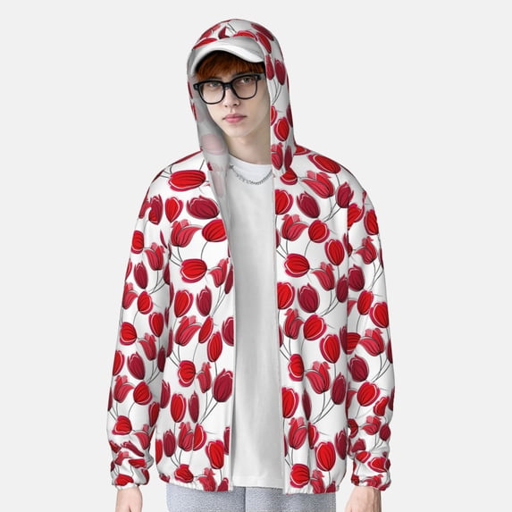 Lsque Tulips Flowers UPF 50+ Lightweight Sun Protection Men's Women's Long Sleeve Shirt, Hoodie Performance -Small