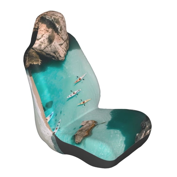 Lsque Turquoise Beach Kayaking Pattern Car Seat Covers for Front Seats , Waterproof Seat Covers for Cars, Sporty Front Seat Covers,Car Seat Cover Protector Front Seats