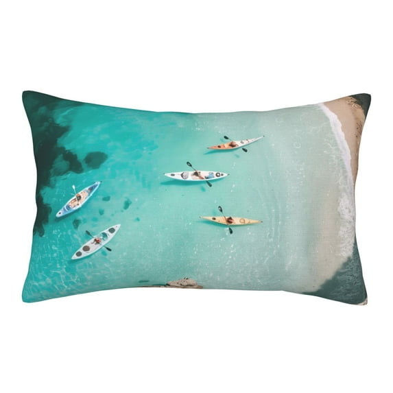 Lsque Turquoise Beach Kayaking Pattern Pillow Case – Soft & Cozy Throw Pillow Cover, Hypoallergenic Cushion Case for Sleeping Women with Envelope Closure-20"x30"