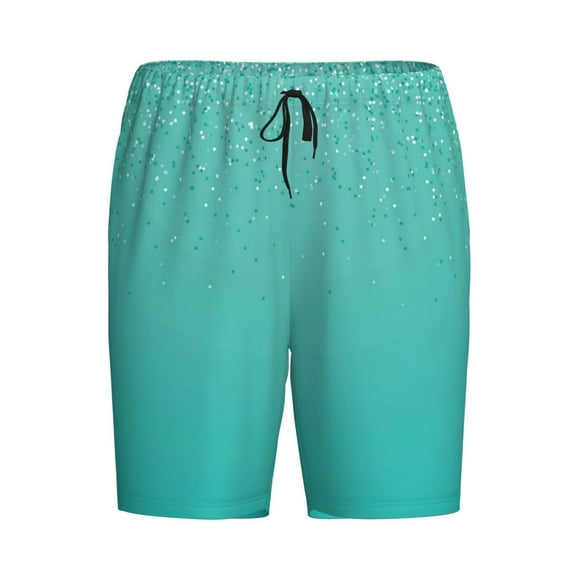Lsque Turquoise Glitter Mens Sleep Pajama Shorts,Short Pajama Pants, Cotton Ultra-Soft Knit-XX-Large