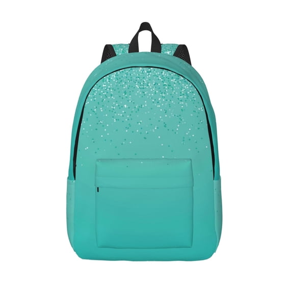 Lsque Turquoise Glitter Pattern Canvas Daypack, Durable Backpack, High-quality Versatile Backpack,Vintage Compact Backpack-Small