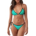 thumbnail image 1 of Lsque Turquoise Light Blue Pattern Women Two Piece Swimsuit Sexy Swimwear Halter String Triangle Bikini Sets, 1 of 6