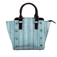 thumbnail image 1 of Lsque Turquoise Wooden1 Pattern Leather Rivet Shoulder Bag – Elegant Genuine Leather & Microfiber PU Crossbody with Detachable Adjustable Strap, 1 of 5