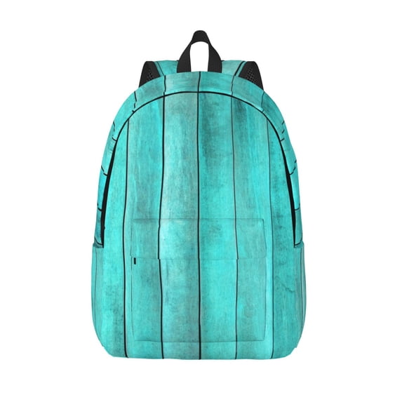 Lsque Turquoise Wooden2 Pattern Canvas Daypack, Durable Backpack, High-quality Versatile Backpack,Vintage Compact Backpack-Small