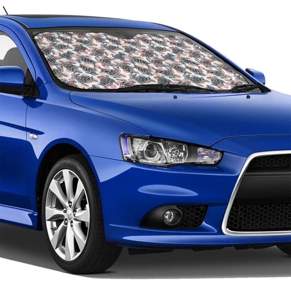 Lsque Turtle Car Windshield Sun Shade | Accordion Folding Style Auto Shade for Car Truck SUV Van | Blocks UV Rays Sun Visor Protector | Small