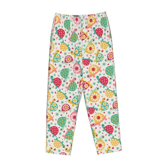 Lsque Turtle Flower Print Women's Pajama Pants, Lounge Pant - Comfortable Home Wear,Elastic Waistband, Stylish Design-Small