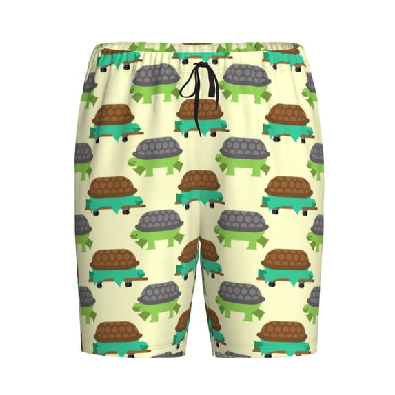 Lsque Turtle On Skateboard Mens Sleep Pajama Shorts,Short Pajama Pants, Cotton Ultra-Soft Knit-X-Large