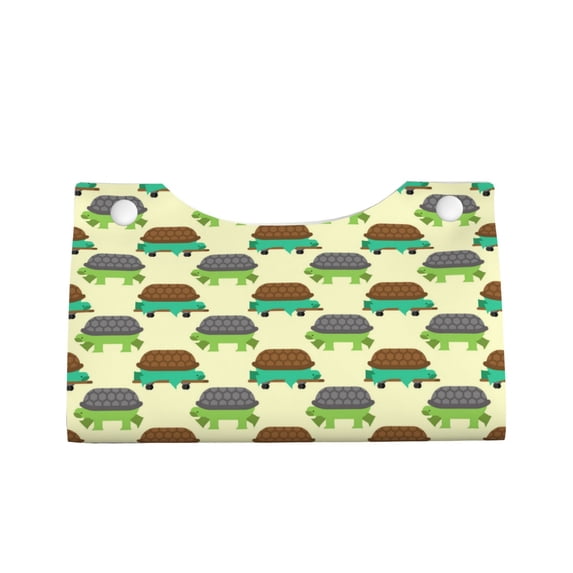 Lsque Turtle On Skateboard Printed Long Tissue Box Cover Holder, Facial Paper Organizer Dispenser,Triangle with Bottom Belt, PVC Leather Decorative Organizer