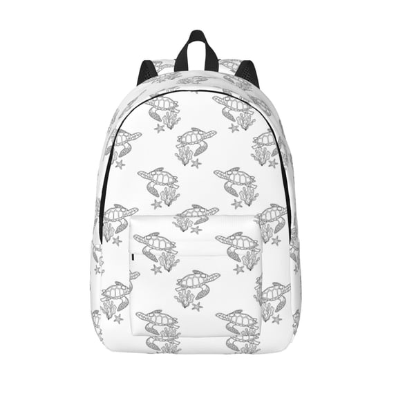 Lsque Turtle Pattern Canvas Daypack, Durable Backpack, High-quality Versatile Backpack,Vintage Compact Backpack-Small