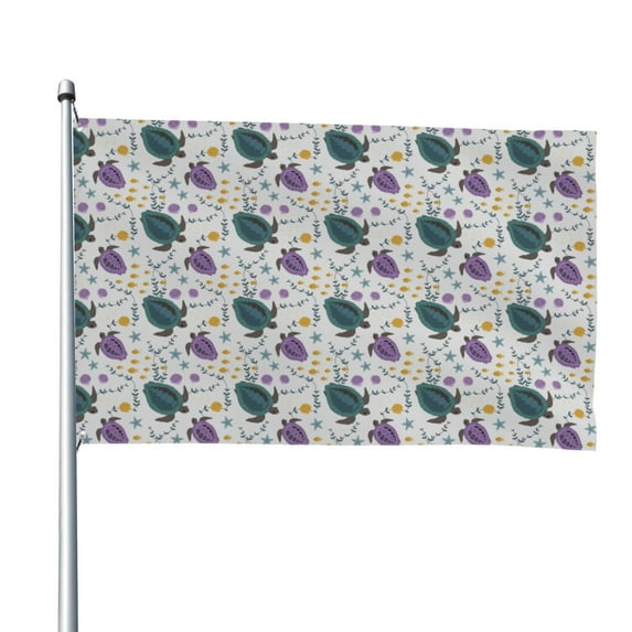 Lsque Turtle Pattern Flag,Turtle Printed Garden Flag 48 x 72 in - Double Sided Small Flags for Yard