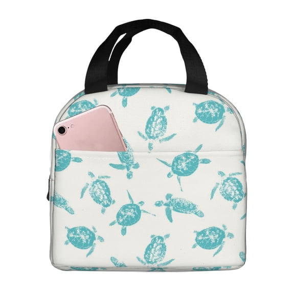 Lsque Turtle Pattern Lunch Bag Women/Men Insulated Lunch Box,Small Leakproof Cooler Food Lunch Containers Reusable High Capacity Lunch Tote Bags