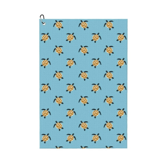 Lsque Turtle Premium Golf Towel - Ultra Absorbent and Quick Drying Microfiber Towel with Carabiner - Gift for Men -24" X 16"