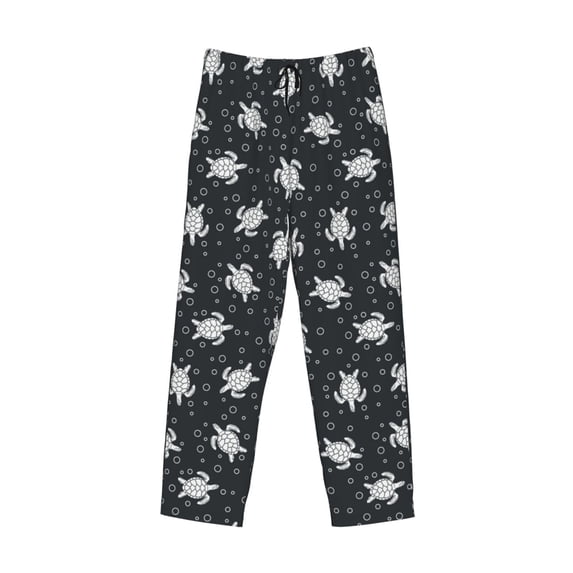 Lsque Turtle Print Men's Pajama Pants, Lounge Pant - Comfortable Home Wear,Elastic Waistband, Stylish Design-Small