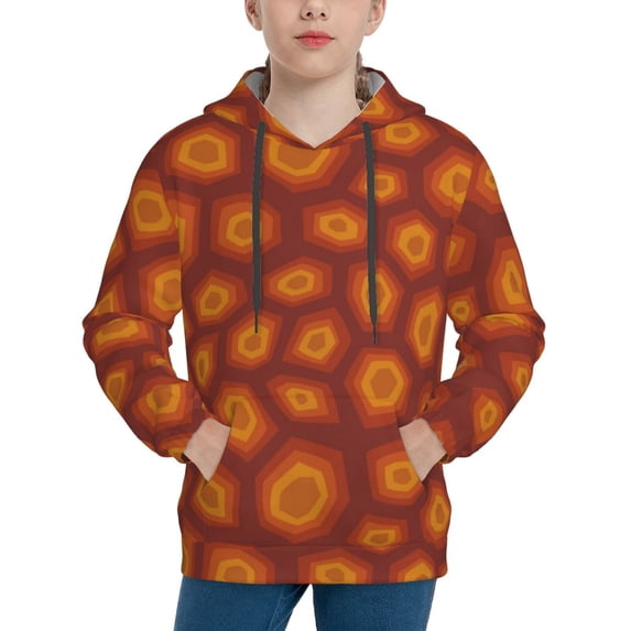 Lsque Turtle Shell Patten Youth Hoodie Sweatshirt Pullover with Kangaroo Pocket Boys and Girls Hoodie Warm Hoodie for Kids-X-Large