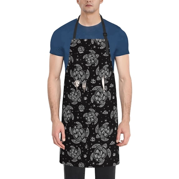 Lsque Turtle Waterproof Apron Chef Aprons for Men Heavy Duty Chemical Work Apron Extra Long Grilling Aprons with Adjustable Bib Apron