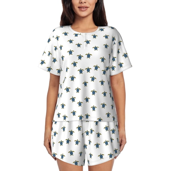 Lsque Turtle Women's Short-Sleeved Pajama Set - 2 Piece Soft and Lightweight Sleepwear Set-X-Large
