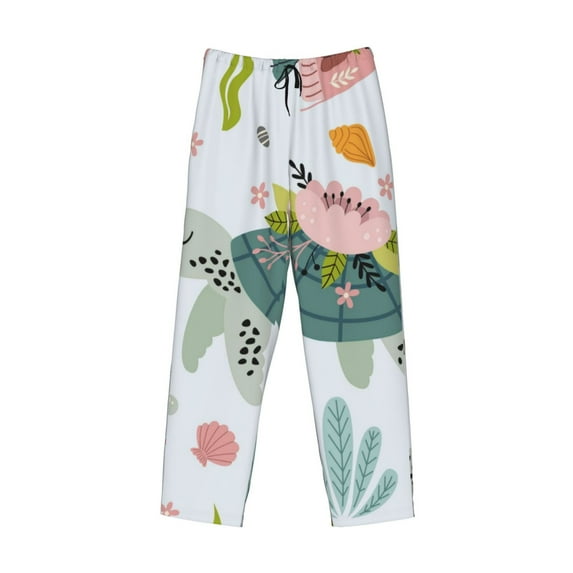 Lsque Turtle and Sea Life Print Men's Pajama Pants, Lounge Pant - Comfortable Home Wear,Elastic Waistband, Stylish Design-X-Large