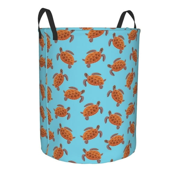 Lsque Turtle pattern Laundry Hamper Basket, Tall Woven Rope Hamper Basket for Clothes, Lightweight Storage Basket, Collapsible Waterproof-Medium