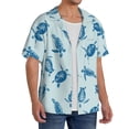thumbnail image 1 of Lsque Turtle print Men's Cuban Collar Short Sleeve Shirt Summer Beachwear Casual Button Down Fashionable Vacation Leisure Shirt-Small, 1 of 7