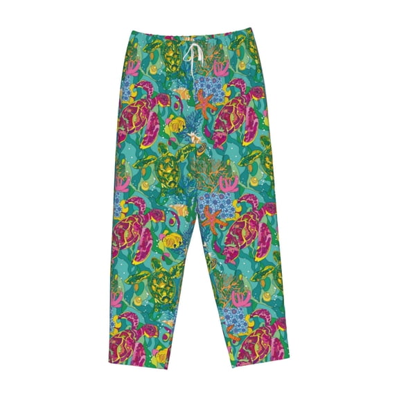 Lsque Turtles Print Women's Pajama Pants, Lounge Pant - Comfortable Home Wear,Elastic Waistband, Stylish Design-XX-Large