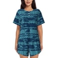 thumbnail image 1 of Lsque Turtles and Waves Women's Short-Sleeved Pajama Set - 2 Piece Soft and Lightweight Sleepwear Set-Large, 1 of 9
