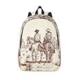 thumbnail image 1 of Lsque Two Cowboys Riding Horses In The Desert Pattern Canvas Daypack, Durable Backpack, High-quality Versatile Backpack,Vintage Compact Backpack-Small, 1 of 1