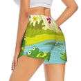thumbnail image 1 of Lsque Two Frogs Are Sitting On Water Lilies Printed Women's Running Shorts with Liner Pockets,Elastic Quick Dry Workout Athletic Gym Yoga Shorts,Womens High Waist Shorts-XX-Large, 1 of 9