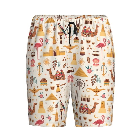 Lsque UAE Travel1 Mens Sleep Pajama Shorts,Short Pajama Pants, Cotton Ultra-Soft Knit-Small