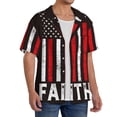 thumbnail image 1 of Lsque USA Flag Cross print Men's Cuban Collar Short Sleeve Shirt Summer Beachwear Casual Button Down Fashionable Vacation Leisure Shirt-Large, 1 of 7