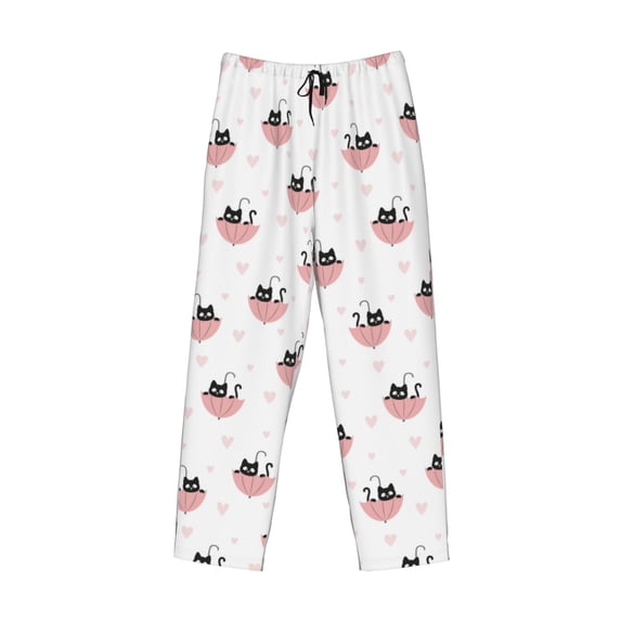 Lsque Umbrella Cat Print Men's Pajama Pants, Lounge Pant - Comfortable Home Wear,Elastic Waistband, Stylish Design-XX-Large