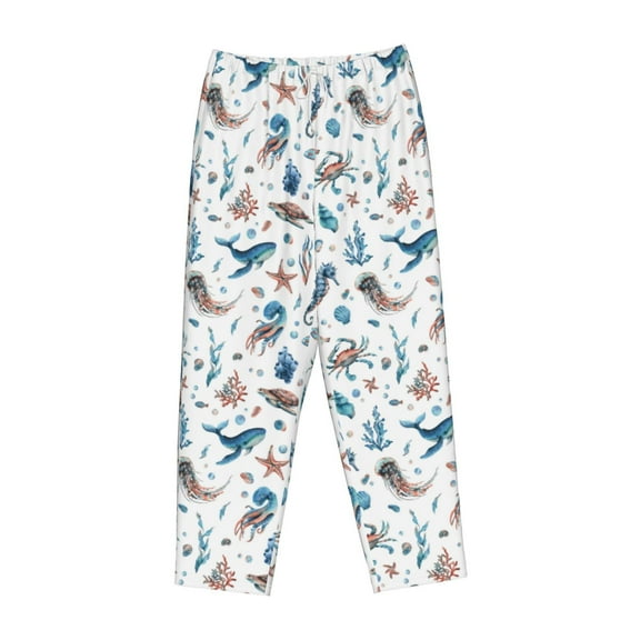 Lsque Undersea Animals Print Women's Pajama Pants, Lounge Pant - Comfortable Home Wear,Elastic Waistband, Stylish Design-Medium