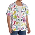 thumbnail image 1 of Lsque Undersea Seahorse print Men's Cuban Collar Short Sleeve Shirt Summer Beachwear Casual Button Down Fashionable Vacation Leisure Shirt-3X-Large, 1 of 7