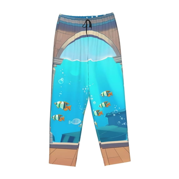 Lsque Underwater Aquarium Arches Print Women's Pajama Pants, Lounge Pant - Comfortable Home Wear,Elastic Waistband, Stylish Design-Small