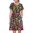 thumbnail image 1 of Lsque Underwater Diving Animals Print Women's Casual Dress T-Shirt Summer Short Sleeve Scoop Neck Swing Dresses, 1 of 6