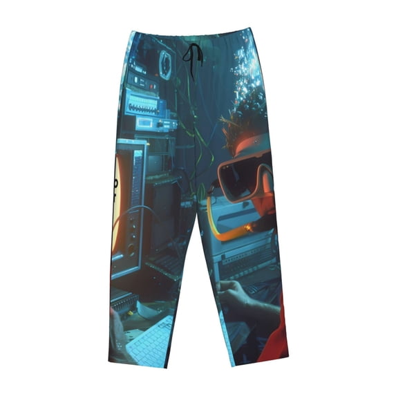 Lsque Underwater Office Diver Print Women's Pajama Pants, Lounge Pant - Comfortable Home Wear,Elastic Waistband, Stylish Design-Medium