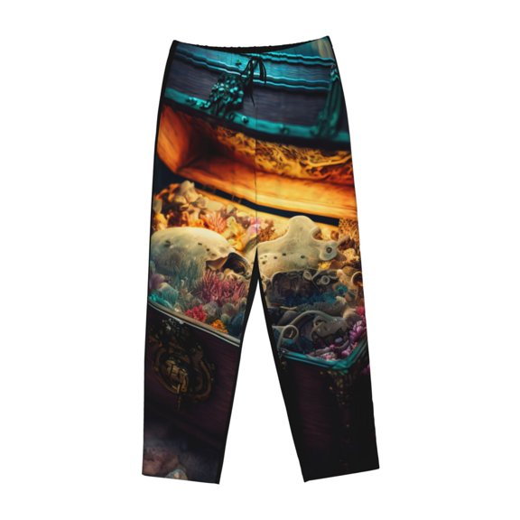Lsque Underwater Treasure Chest Print Women's Pajama Pants, Lounge Pant - Comfortable Home Wear,Elastic Waistband, Stylish Design-Medium