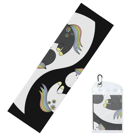 Lsque Unicorn in Yoga Printed Cooling Towel (40"x 12"), Ice Towel, Microfiber, Soft Breathable Chilly Towel for Yoga, Sport, Gym, Workout, Fitness, Running