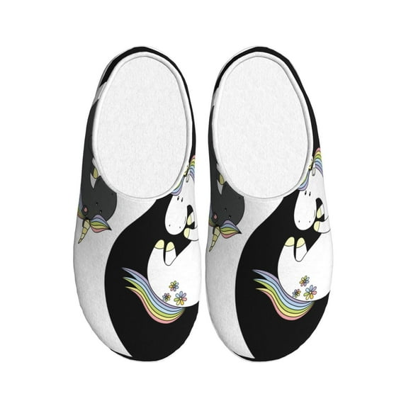 Lsque Unicorn in Yoga Pattern Womens Comfort Cotton on Scuff With Memory Foam and Anti-skid Sole Slipper-40/41