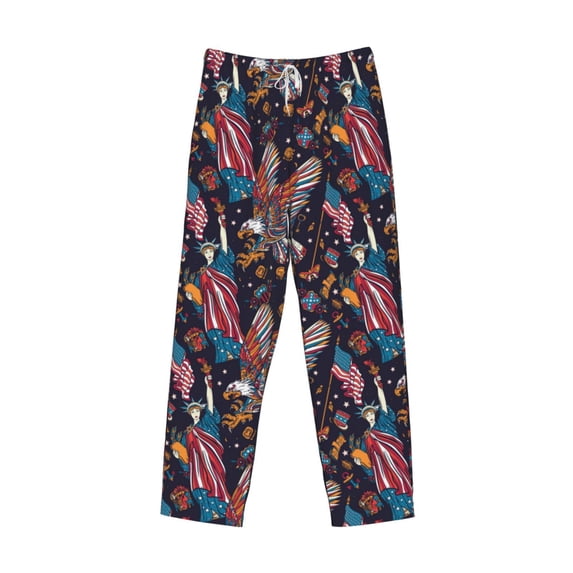Lsque United States Of America Print Men's Pajama Pants, Lounge Pant - Comfortable Home Wear,Elastic Waistband, Stylish Design-Medium