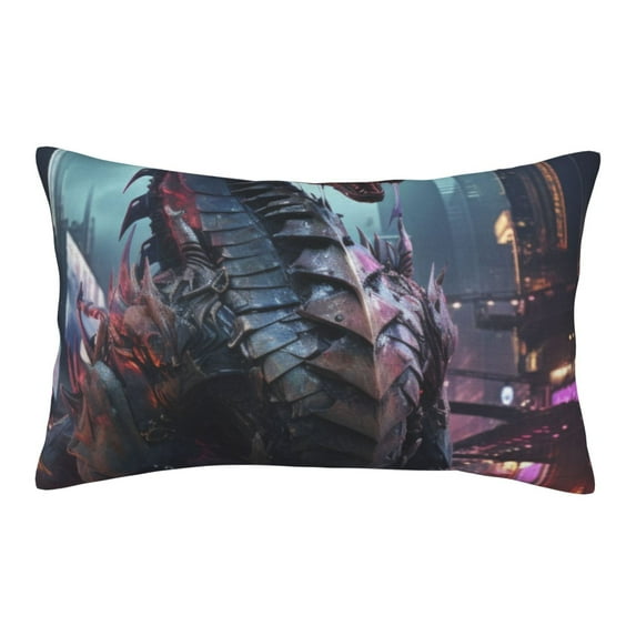 Lsque Urban Mechanical Dragon Pattern Pillow Case – Soft & Cozy Throw Pillow Cover, Hypoallergenic Cushion Case for Sleeping Women with Envelope Closure-14"x20"
