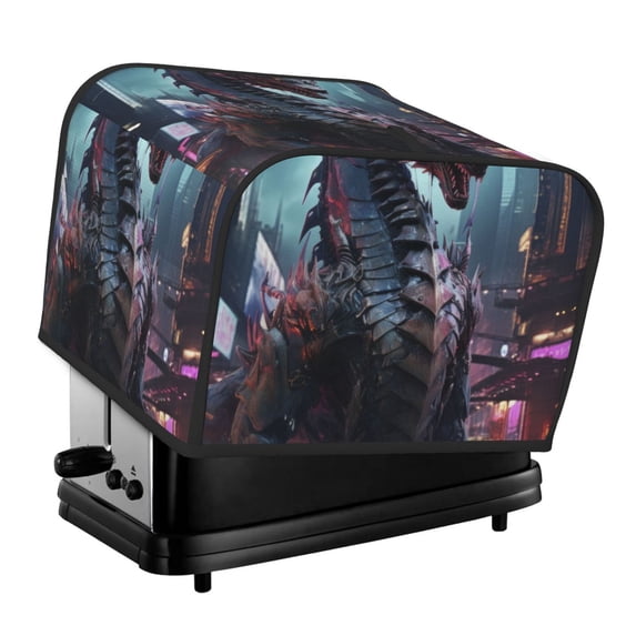 Lsque Urban Mechanical Dragon Print 4 Slice Toaster Cover , Kitchen Appliance Dustproof Protector , Toaster Protector Dustproof Kitchen Appliance Cover