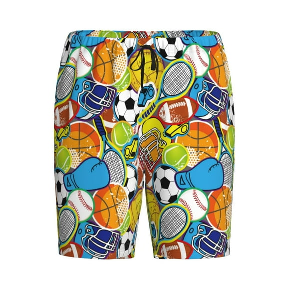 Lsque Various Balls Mens Sleep Pajama Shorts,Short Pajama Pants, Cotton Ultra-Soft Knit-3X-Large