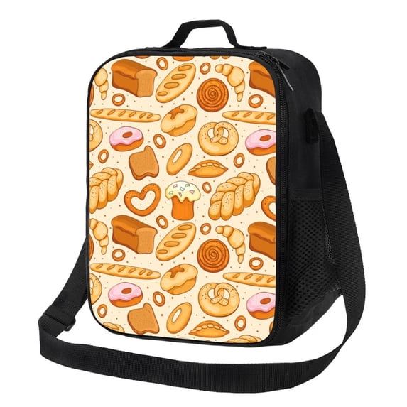 Lsque Various Bread Lunch Bag Lunch Box for Women Men Reusable Insulated Lunch Tote Bag,Leakproof Thermal Cooler Sack Food Handbags Case High Capacity