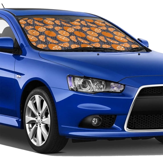 Lsque Various Oranges Car Windshield Sun Shade | Accordion Folding Style Auto Shade for Car Truck SUV Van | Blocks UV Rays Sun Visor Protector | Medium