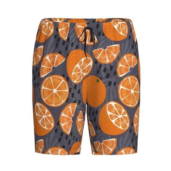 Lsque Various Oranges Mens Sleep Pajama Shorts,Short Pajama Pants, Cotton Ultra-Soft Knit-Small