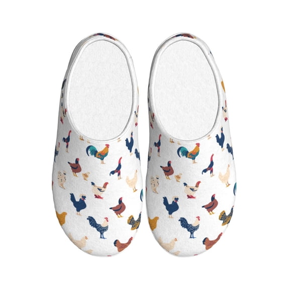 Lsque Various Rooster Pattern Womens Comfort Cotton on Scuff With Memory Foam and Anti-skid Sole Slipper-40/41