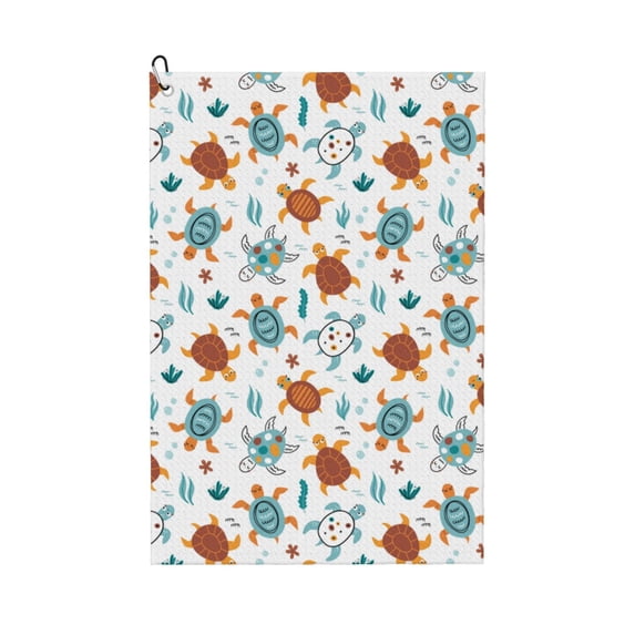 Lsque Various Turtle Premium Golf Towel - Ultra Absorbent and Quick Drying Microfiber Towel with Carabiner - Gift for Men -24" X 16"