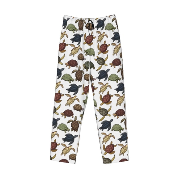 Lsque Various Turtle Print Men's Pajama Pants, Lounge Pant - Comfortable Home Wear,Elastic Waistband, Stylish Design-Medium