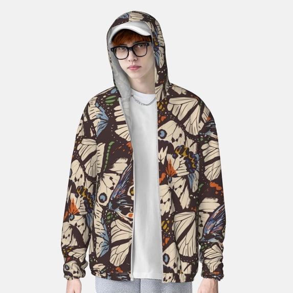 Lsque Vector Butterflies UPF 50+ Lightweight Sun Protection Men's Women's Long Sleeve Shirt, Hoodie Performance -3X-Large