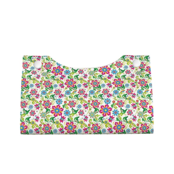 Lsque Vector Mexican Otomi Style Bright Printed Long Tissue Box Cover Holder, Facial Paper Organizer Dispenser,Triangle with Bottom Belt, PVC Leather Decorative Organizer